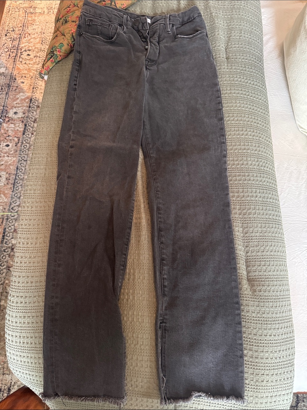 Good American Washed Black Straight Leg Jeans